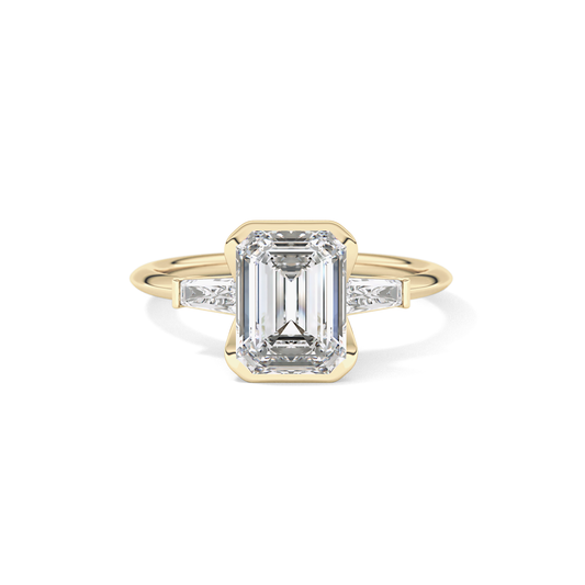 Emerald Three Stone Lab Grown Diamond Engagement Ring