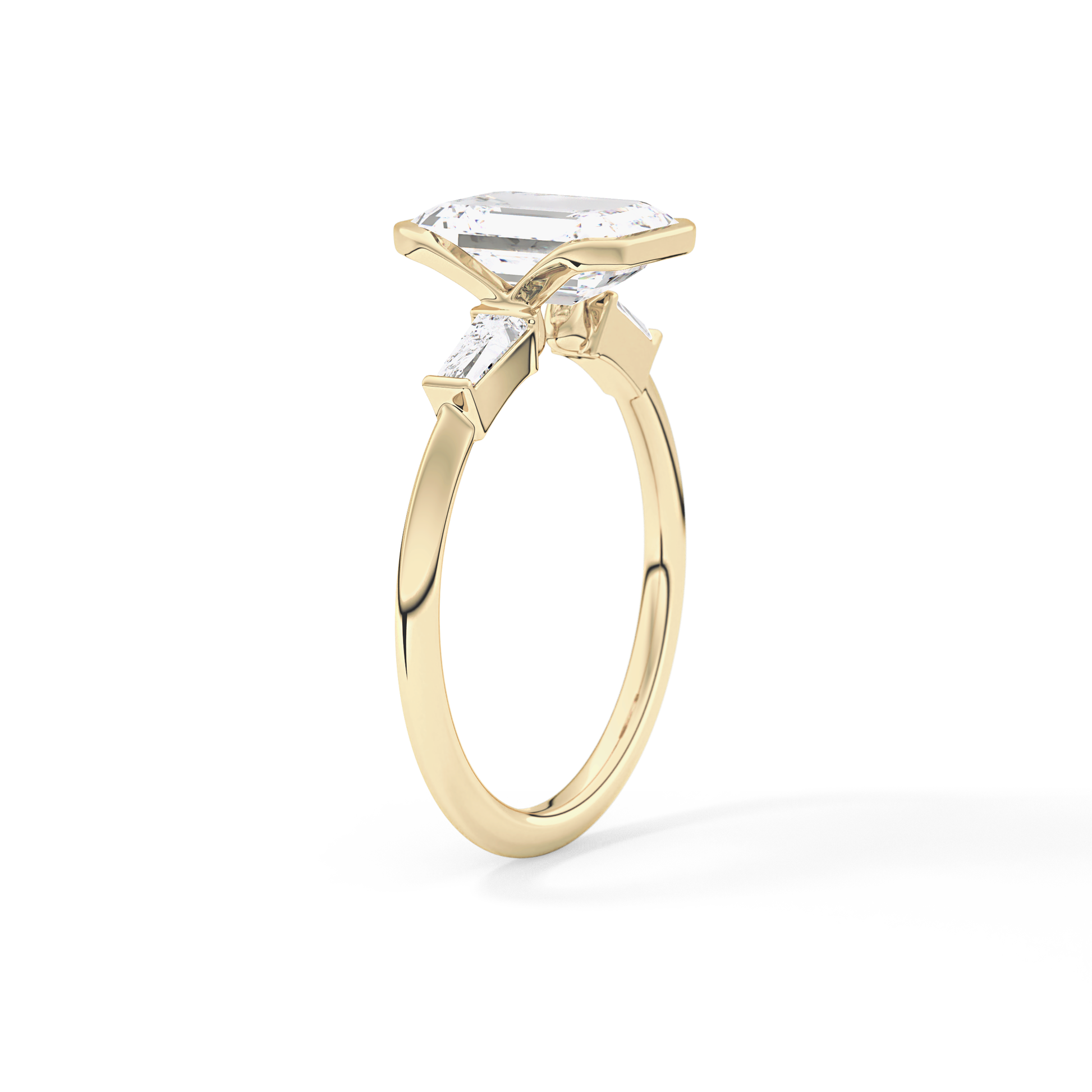 Emerald Three Stone Lab Grown Diamond Engagement Ring