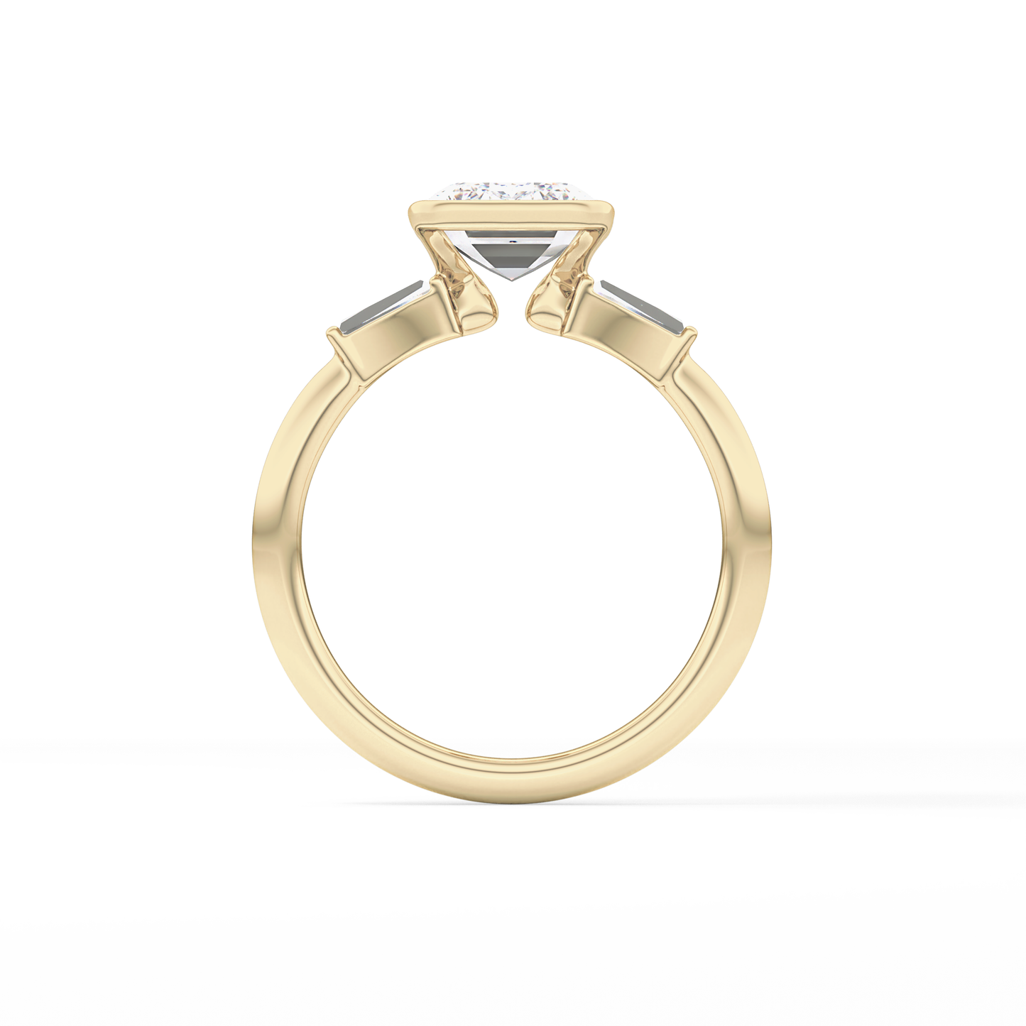 Emerald Three Stone Lab Grown Diamond Engagement Ring