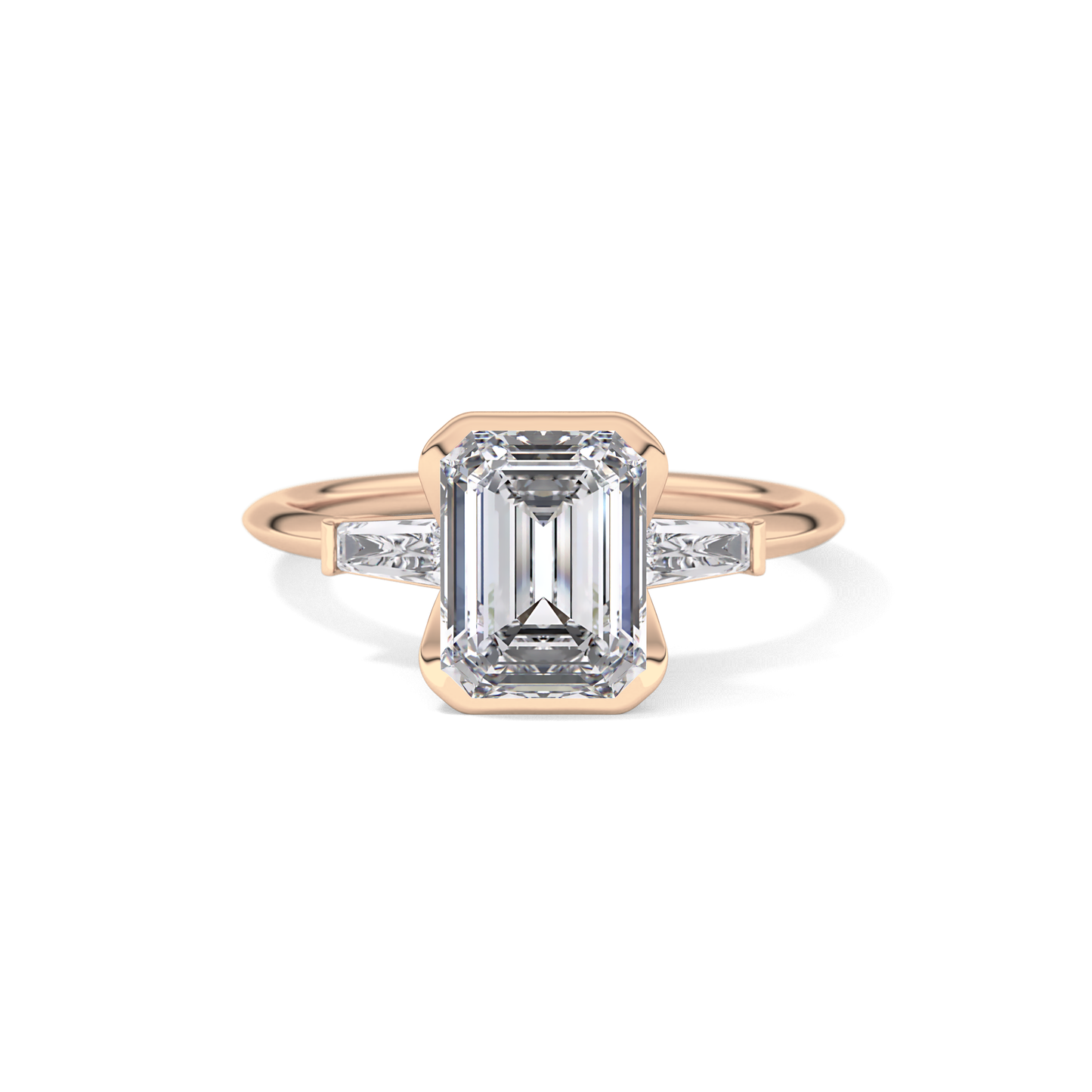 Emerald Three Stone Lab Grown Diamond Engagement Ring