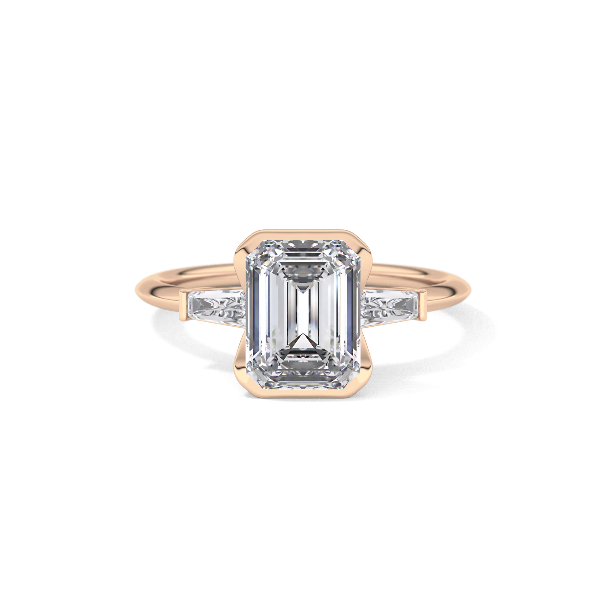 Emerald Three Stone Lab Grown Diamond Engagement Ring