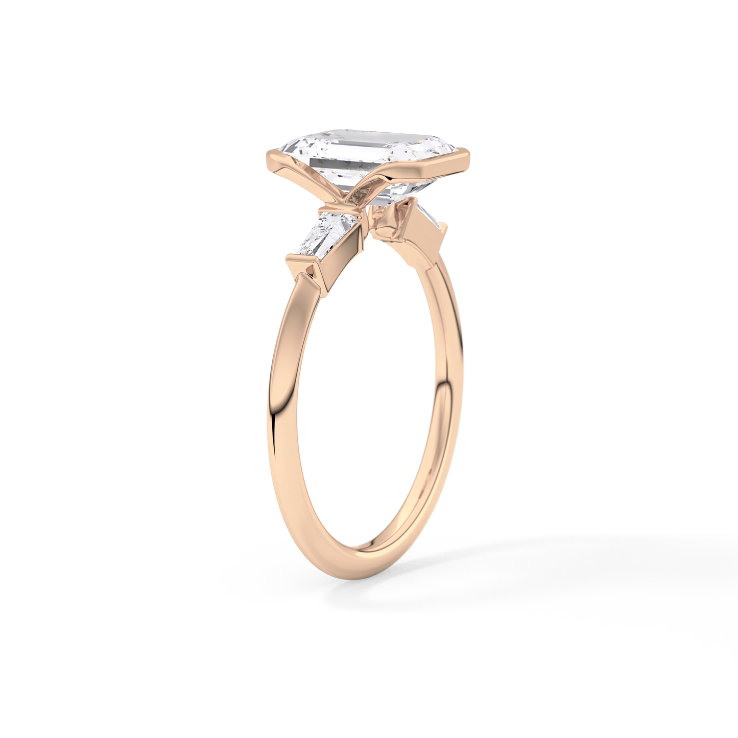 Emerald Three Stone Lab Grown Diamond Engagement Ring