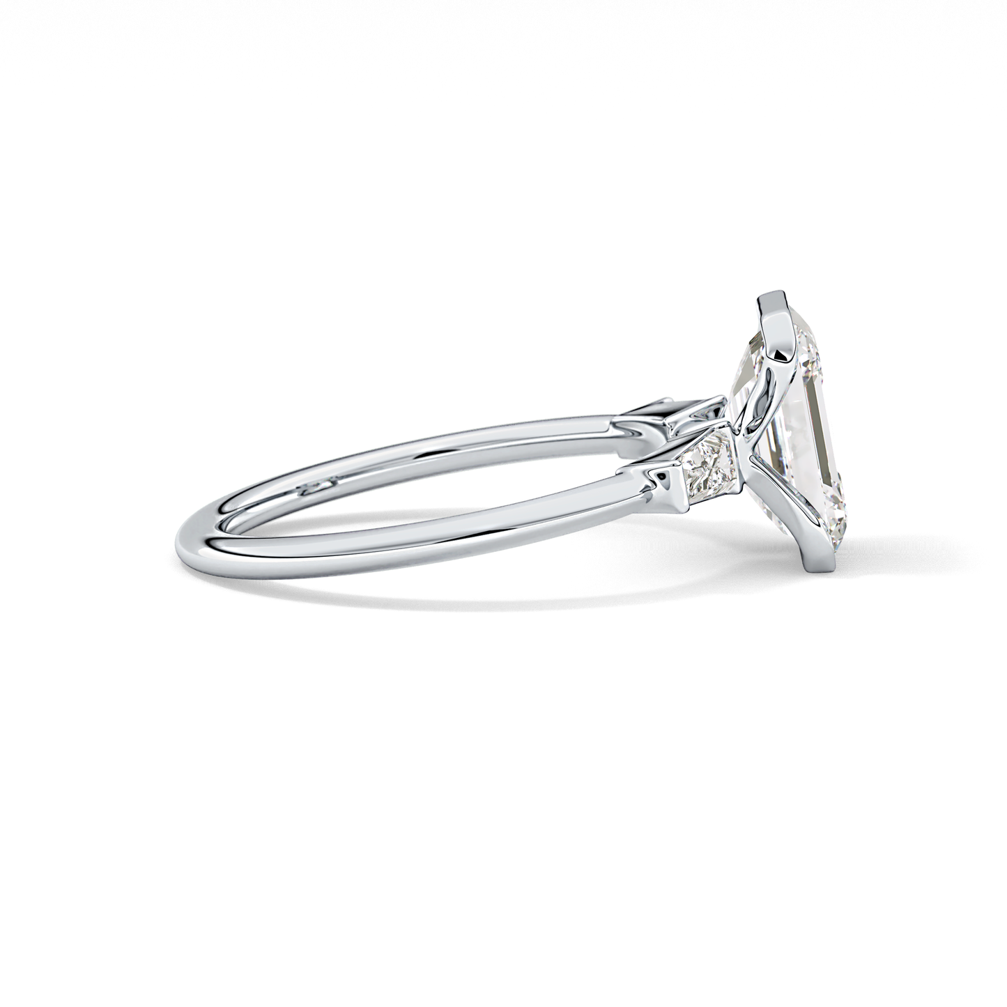 Emerald Three Stone Lab Grown Diamond Engagement Ring