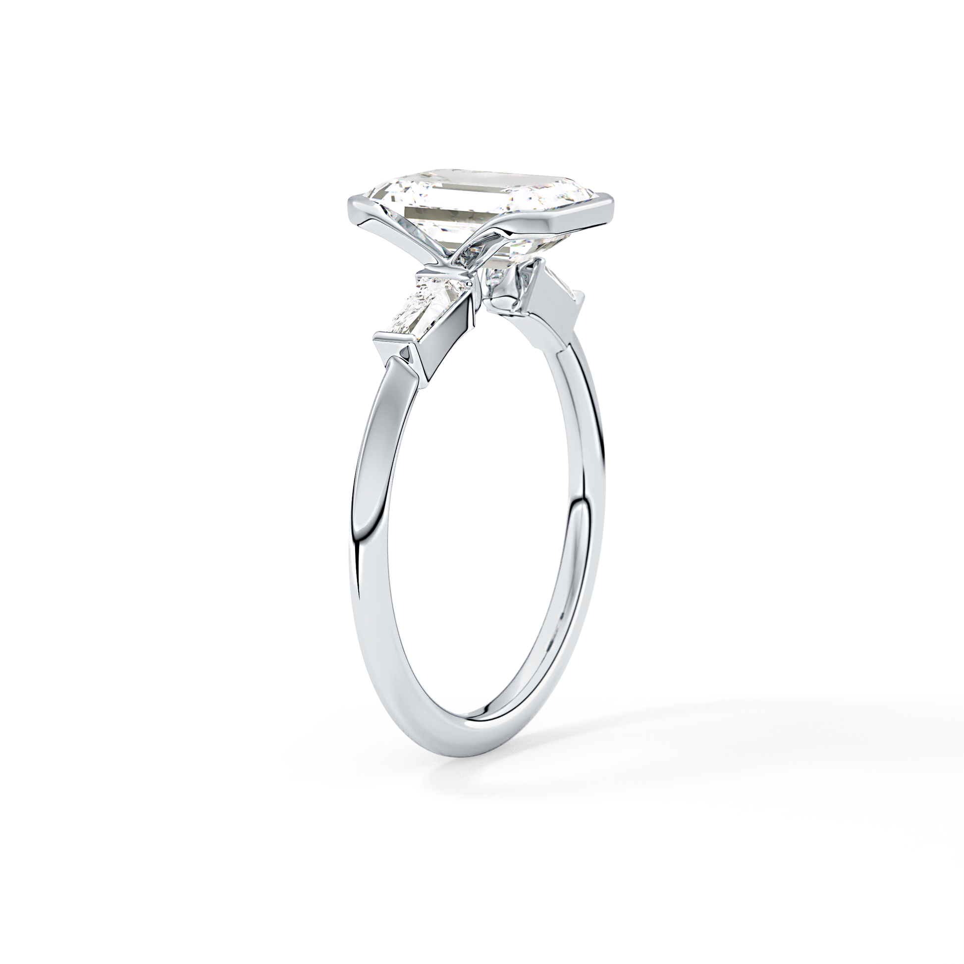 Emerald Three Stone Lab Grown Diamond Engagement Ring