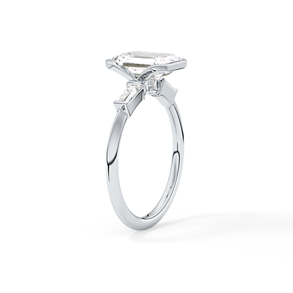 Emerald Three Stone Lab Grown Diamond Engagement Ring