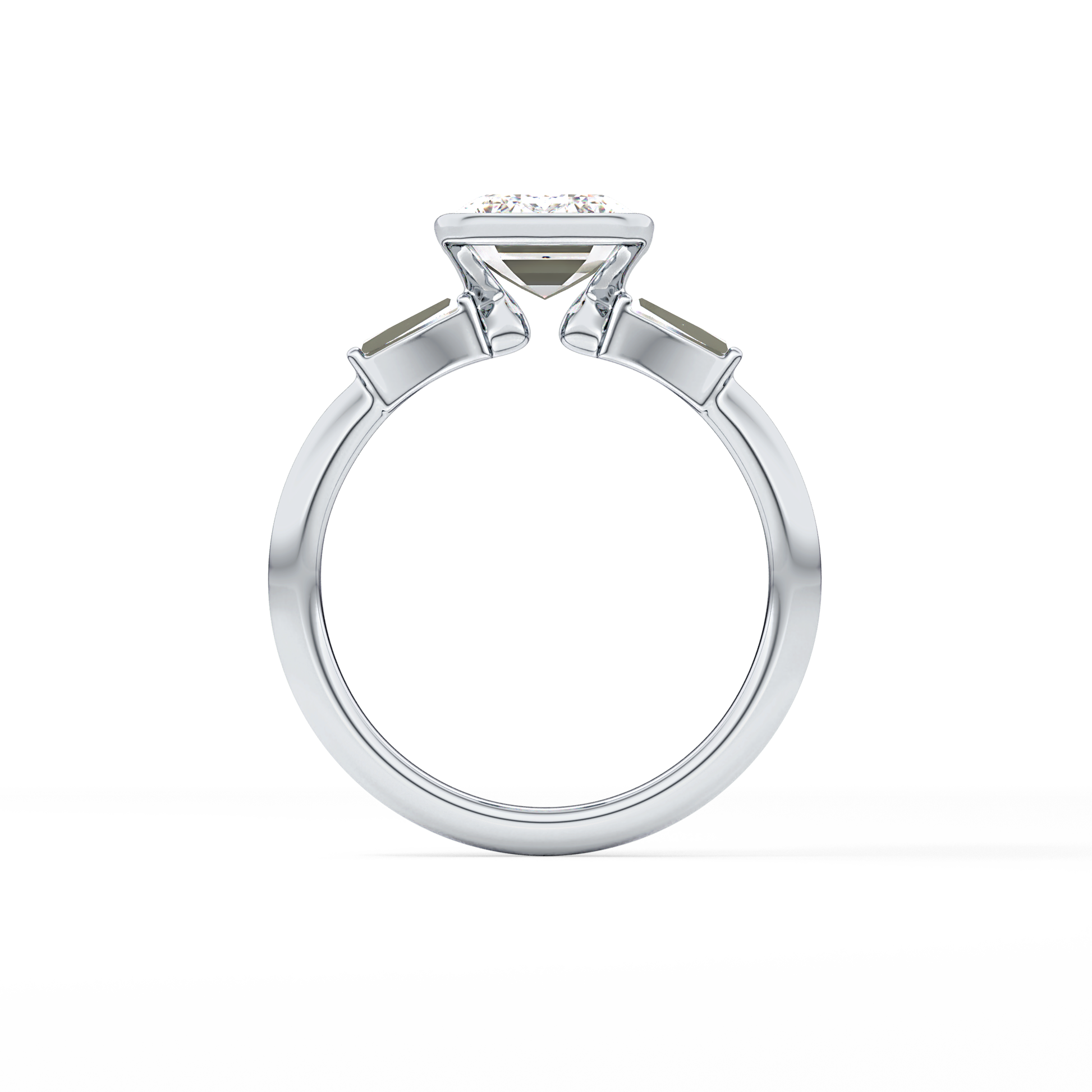 Emerald Three Stone Lab Grown Diamond Engagement Ring