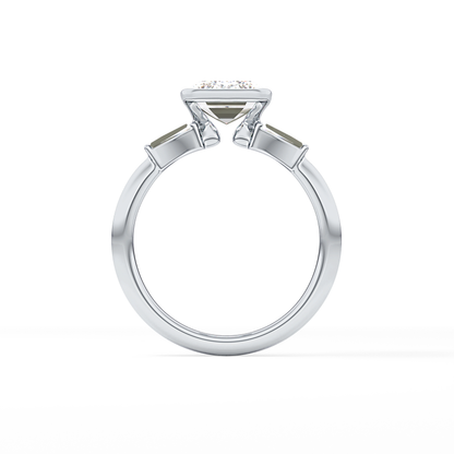 Emerald Three Stone Lab Grown Diamond Engagement Ring