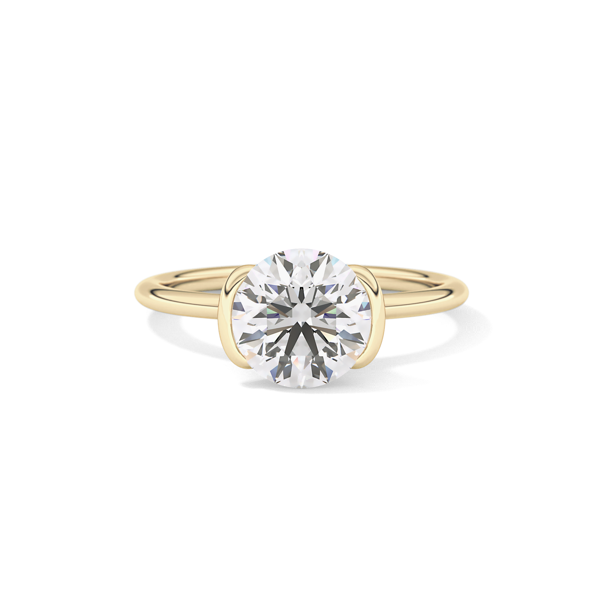 Round Half Bezel Lab Grown Diamond Engagement Ring