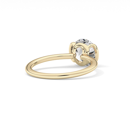 Round Half Bezel Lab Grown Diamond Engagement Ring