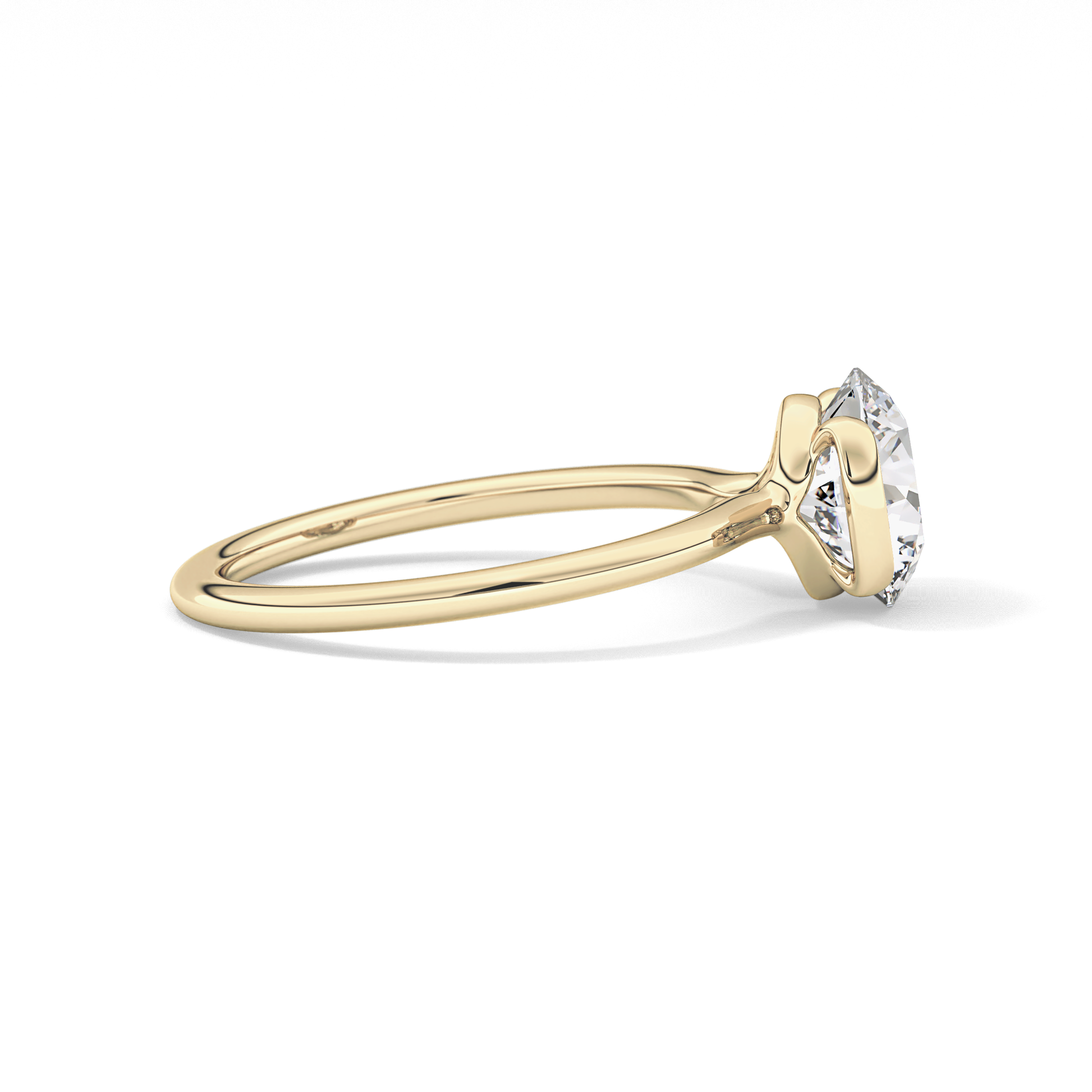 Round Half Bezel Lab Grown Diamond Engagement Ring