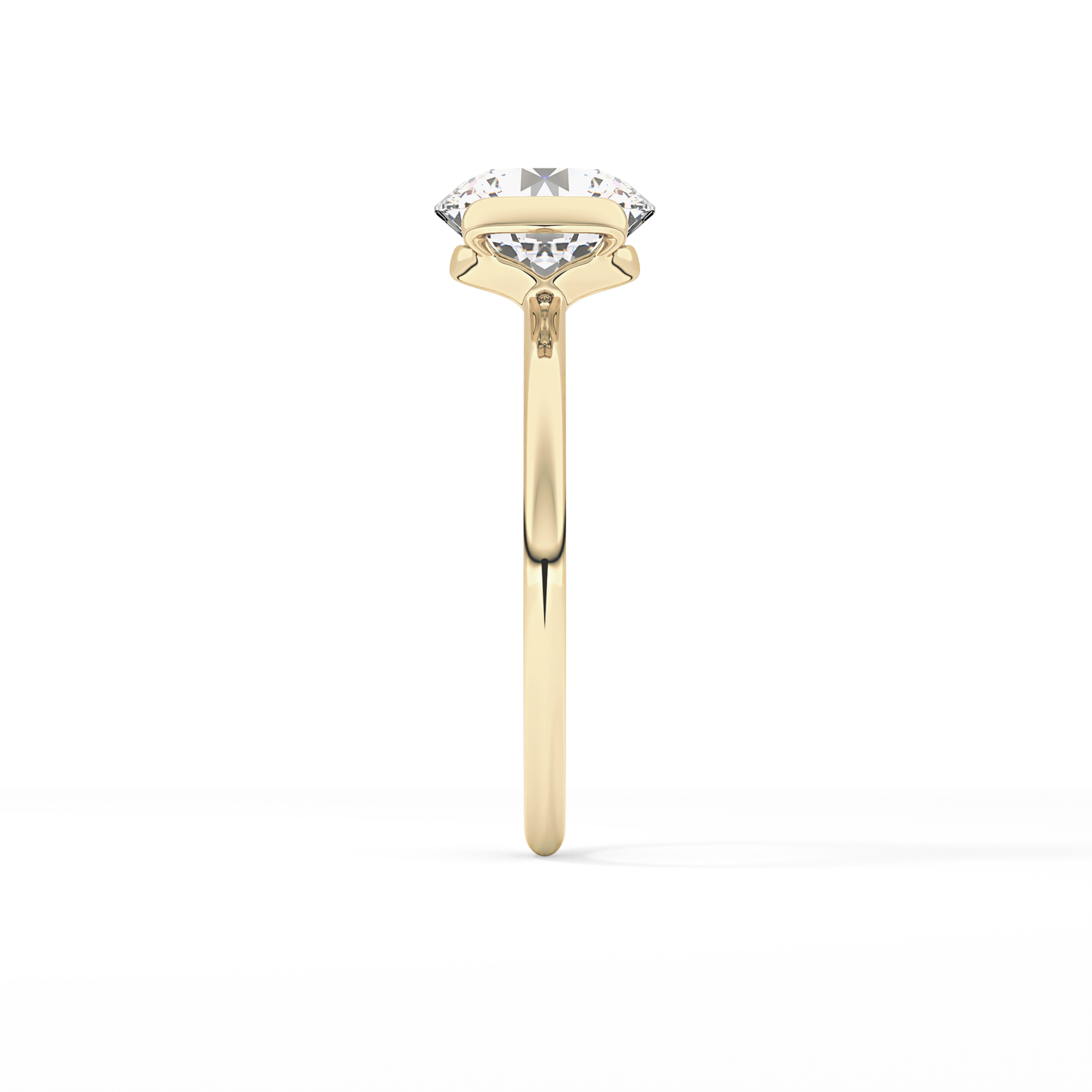 Round Half Bezel Lab Grown Diamond Engagement Ring