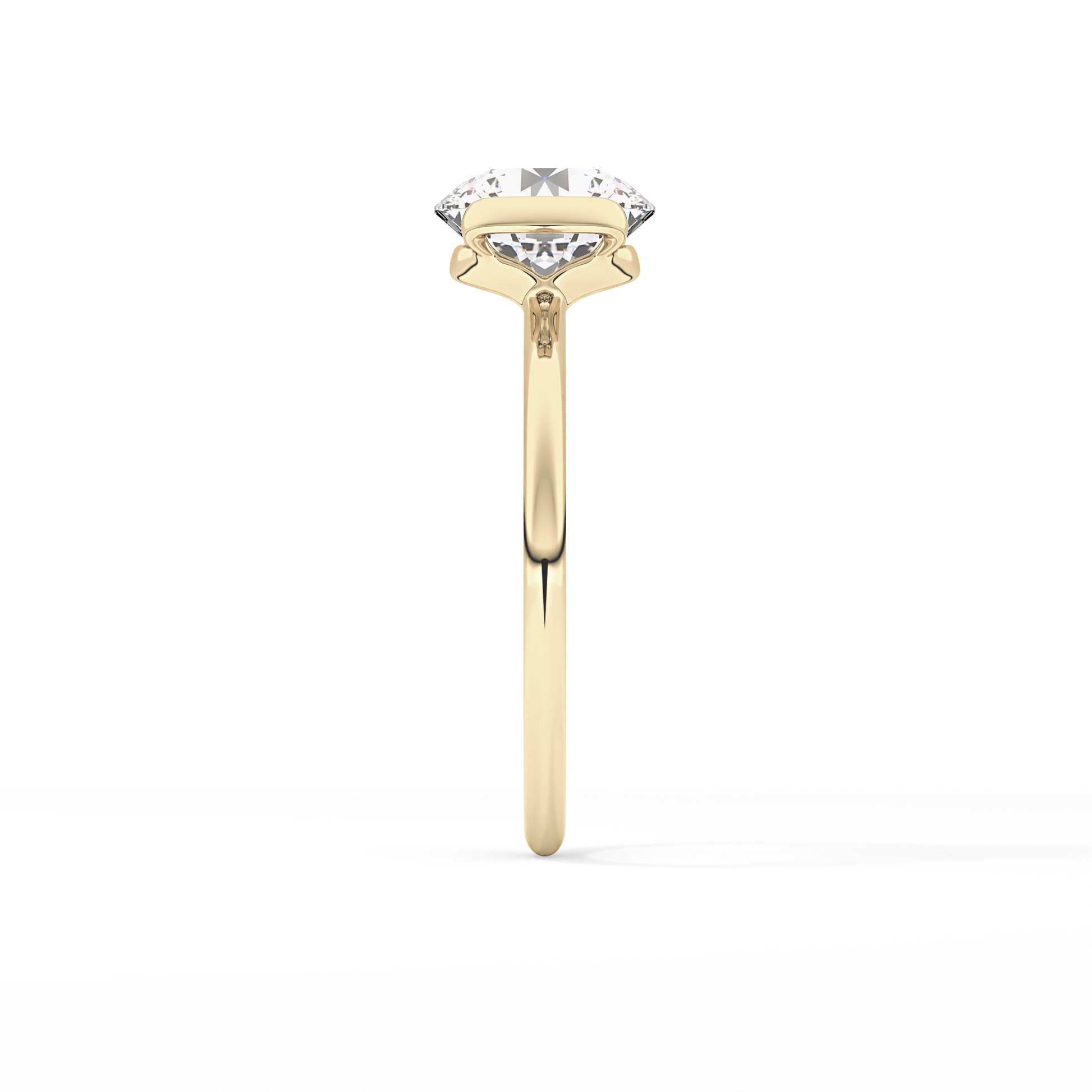 Round Half Bezel Lab Grown Diamond Engagement Ring