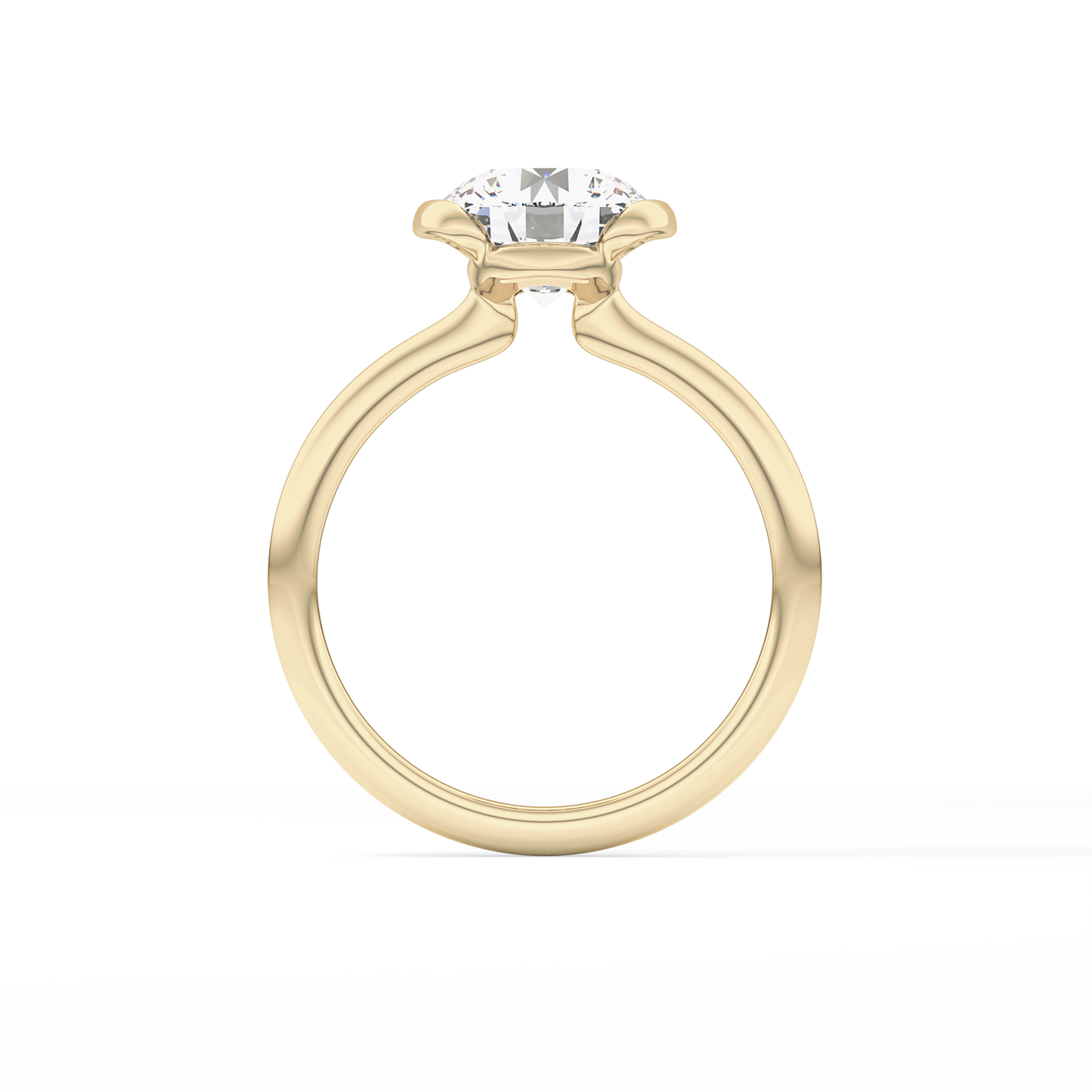 Round Half Bezel Lab Grown Diamond Engagement Ring