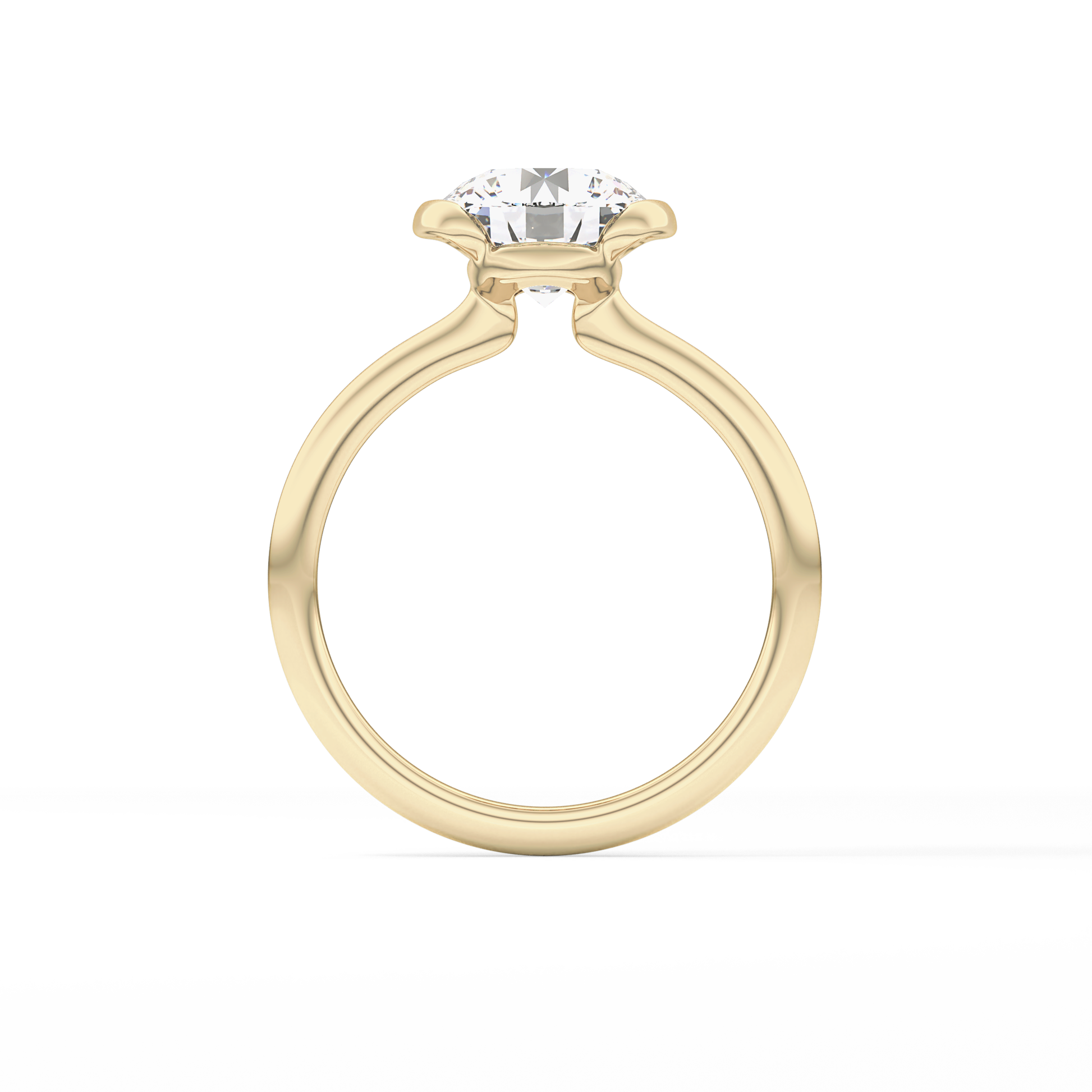 Round Half Bezel Lab Grown Diamond Engagement Ring