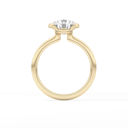 Round Half Bezel Lab Grown Diamond Engagement Ring