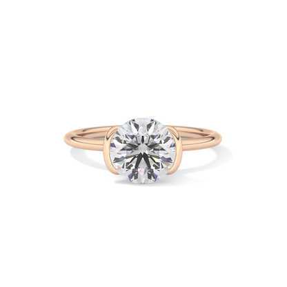 Round Half Bezel Lab Grown Diamond Engagement Ring
