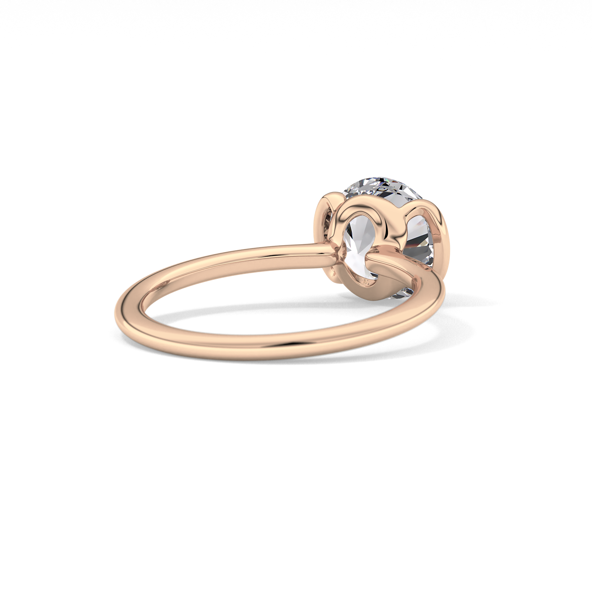 Round Half Bezel Lab Grown Diamond Engagement Ring