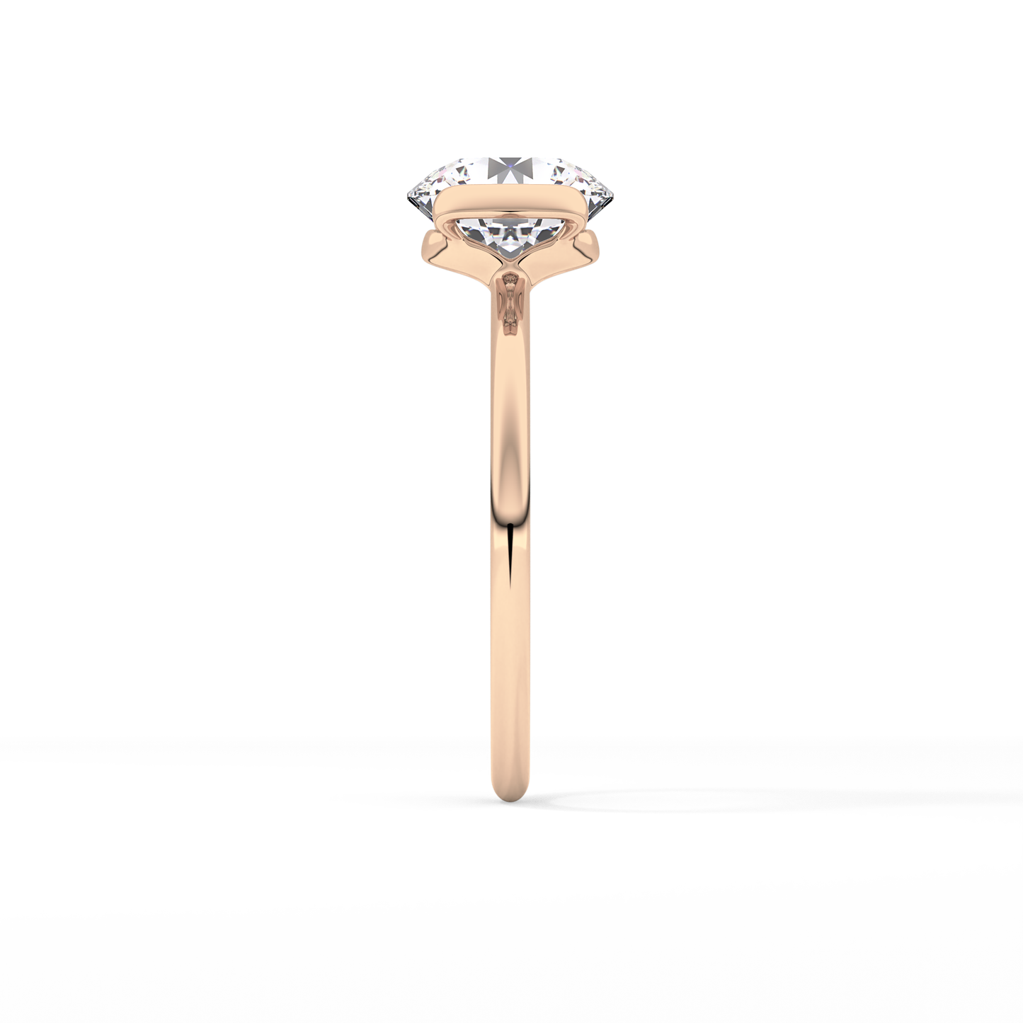 Round Half Bezel Lab Grown Diamond Engagement Ring
