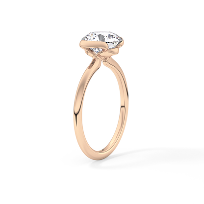 Round Half Bezel Lab Grown Diamond Engagement Ring