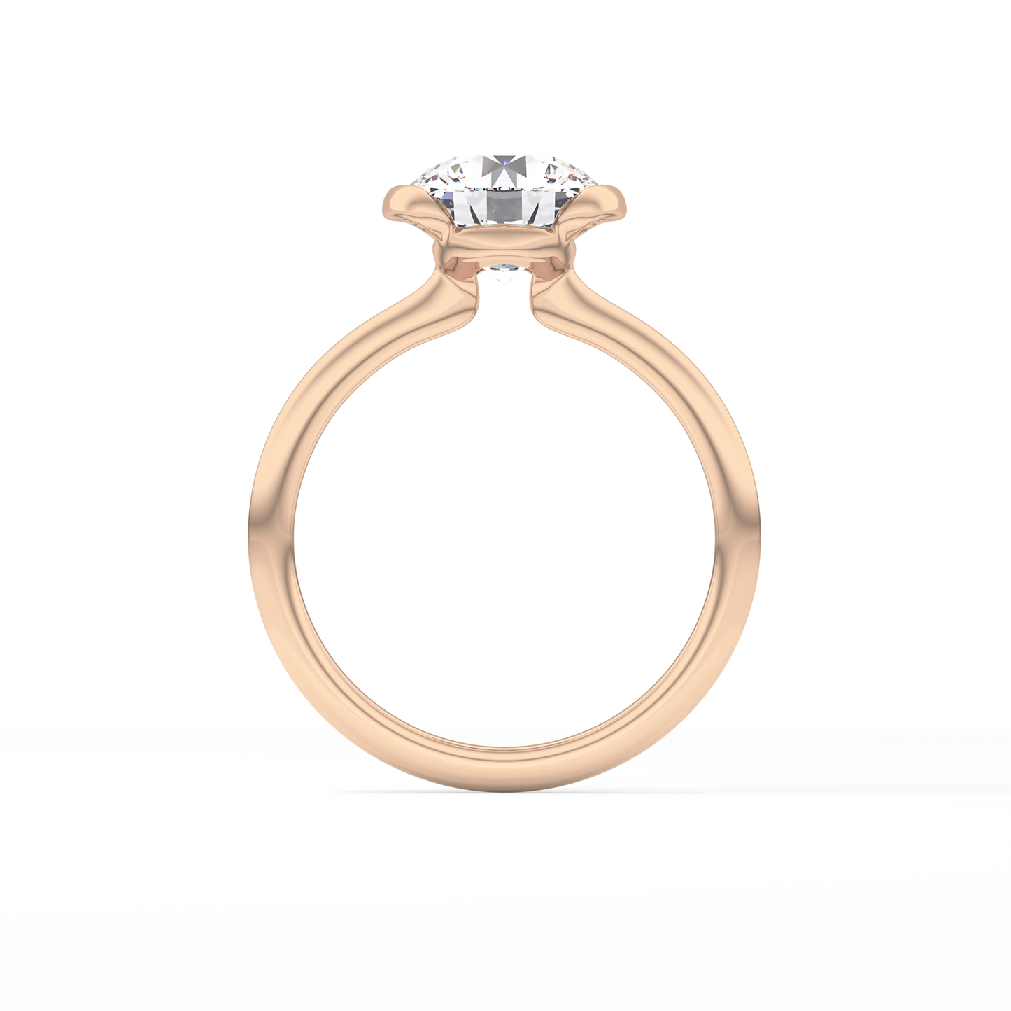 Round Half Bezel Lab Grown Diamond Engagement Ring