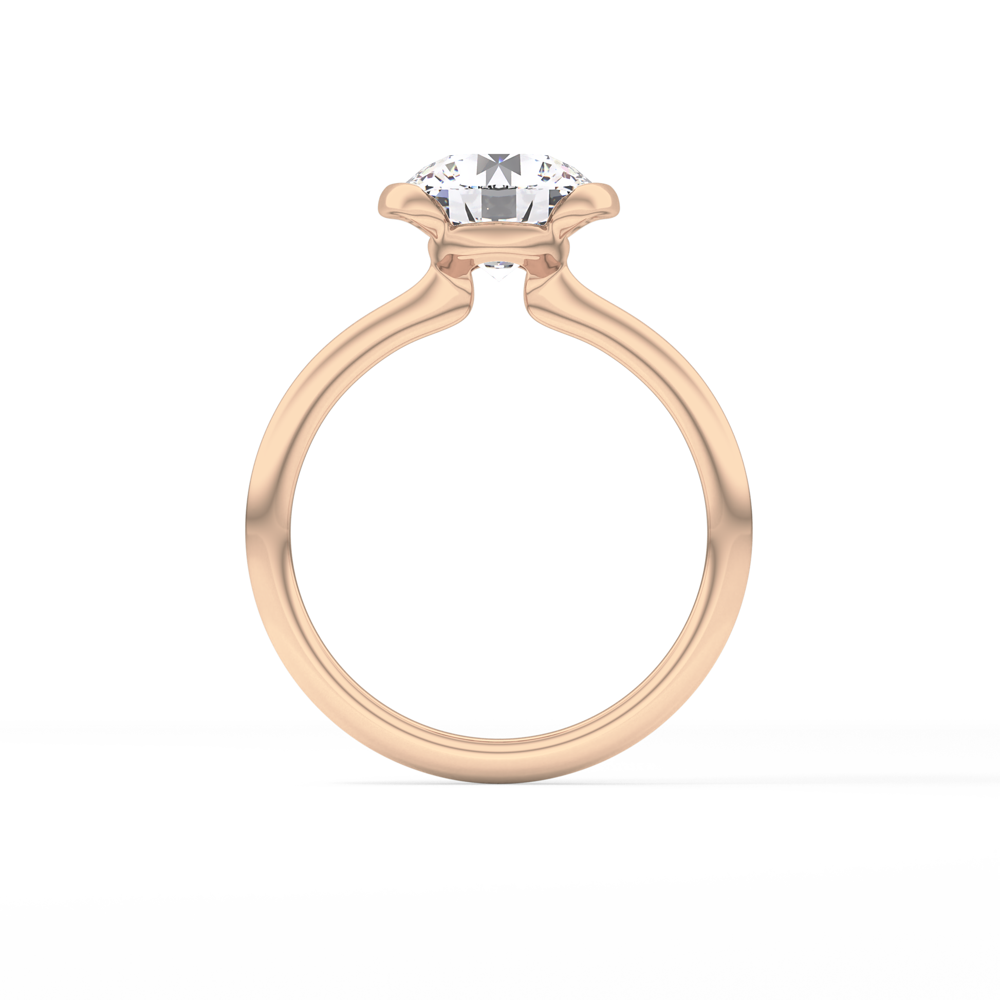 Round Half Bezel Lab Grown Diamond Engagement Ring