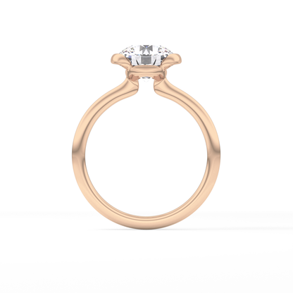 Round Half Bezel Lab Grown Diamond Engagement Ring