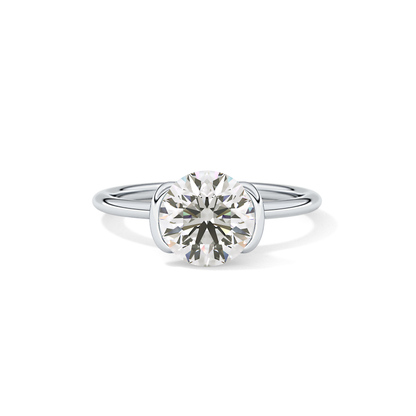 Round Half Bezel Lab Grown Diamond Engagement Ring