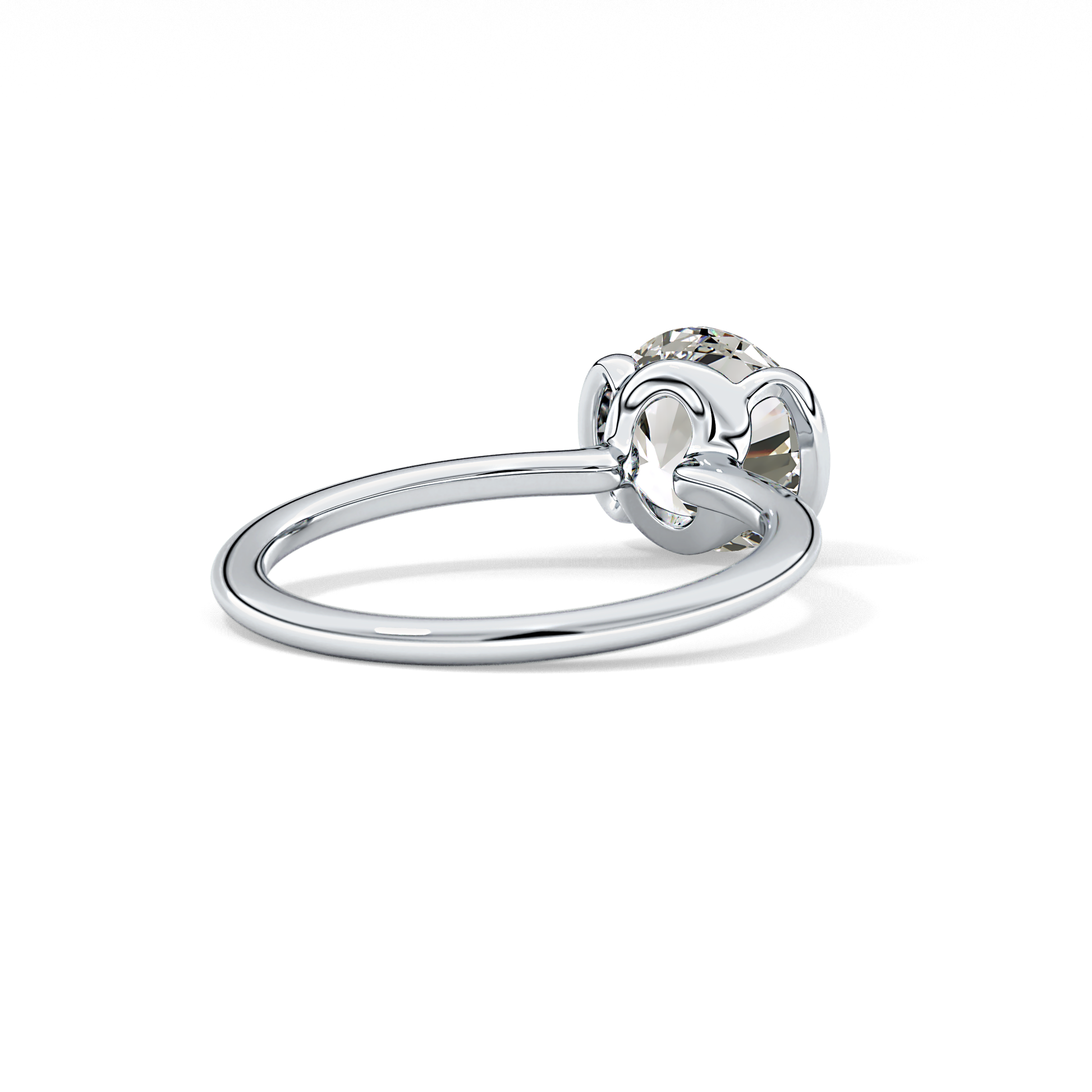 Round Half Bezel Lab Grown Diamond Engagement Ring