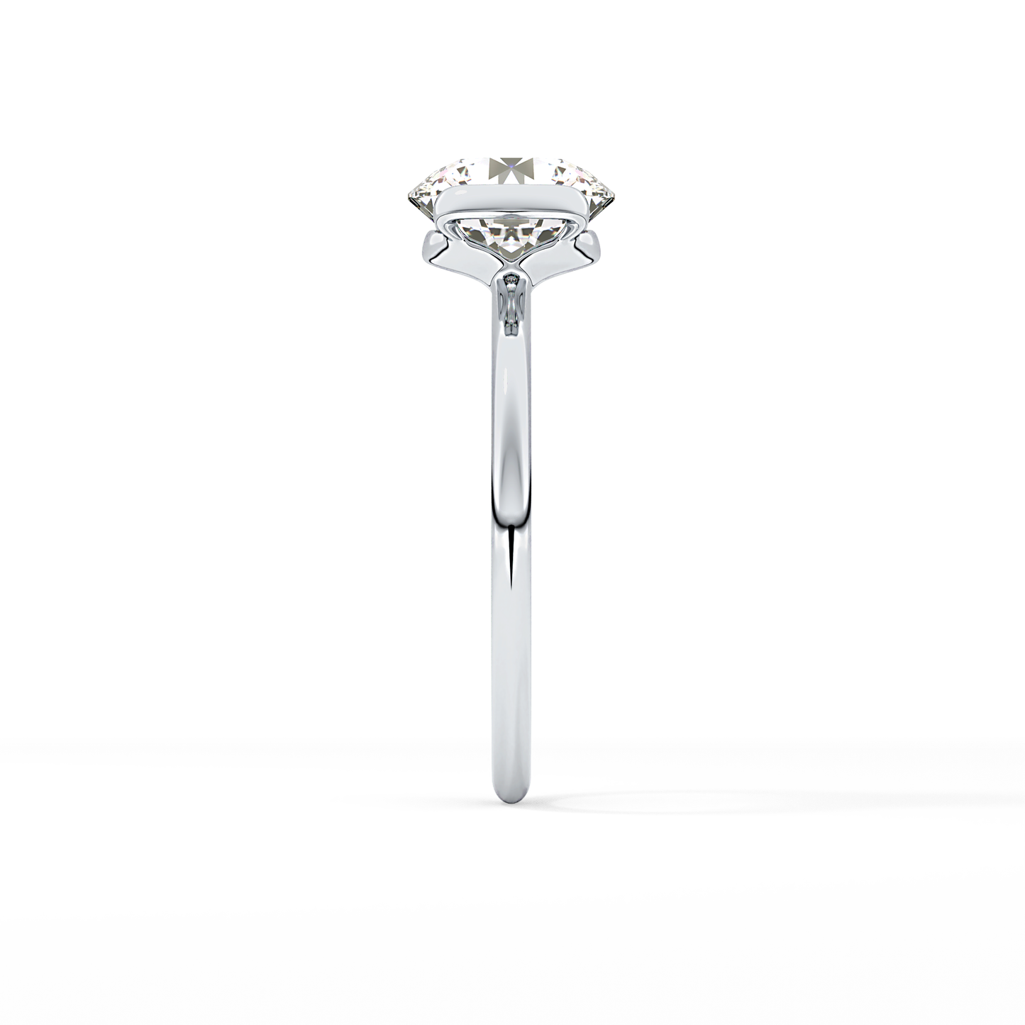 Round Half Bezel Lab Grown Diamond Engagement Ring