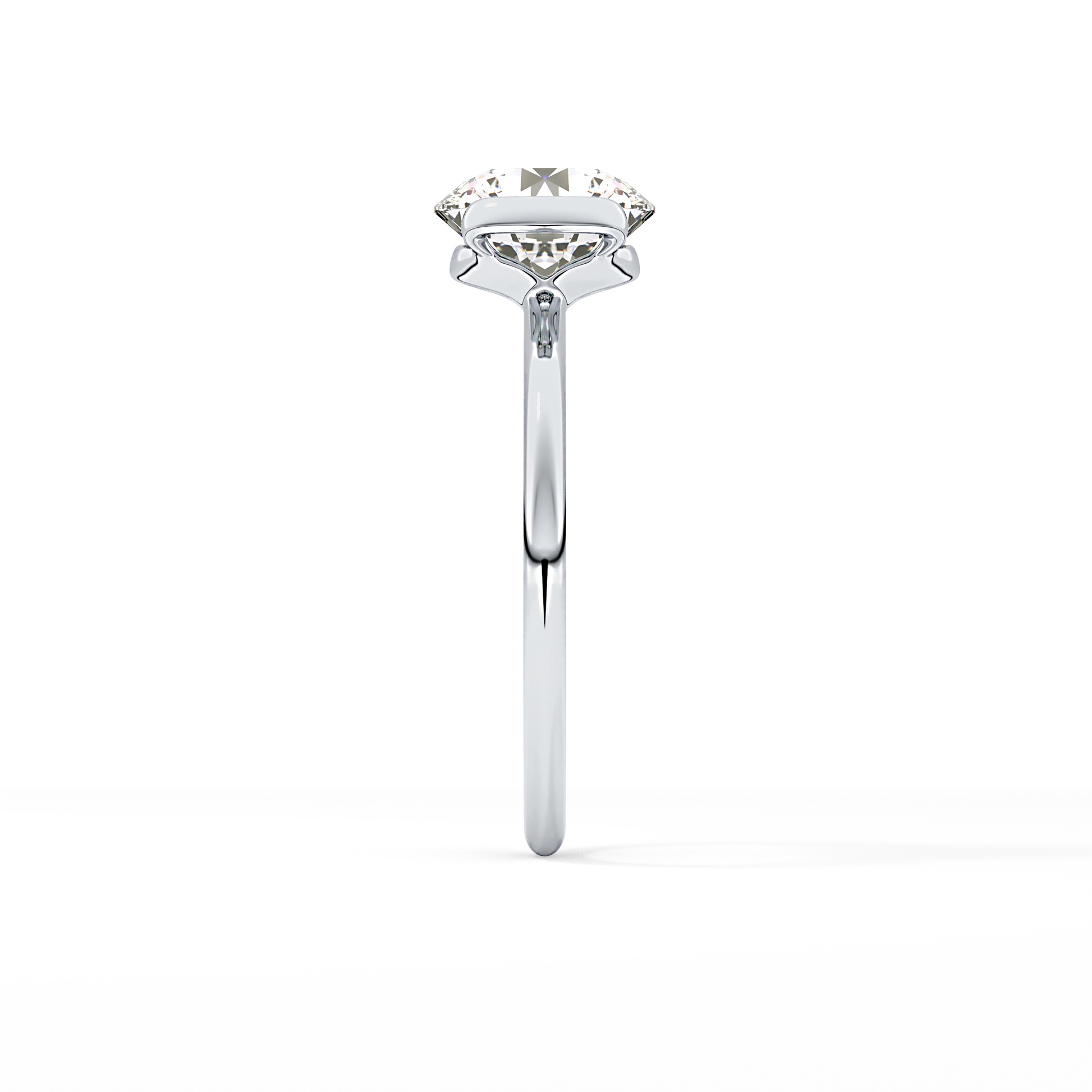 Round Half Bezel Lab Grown Diamond Engagement Ring