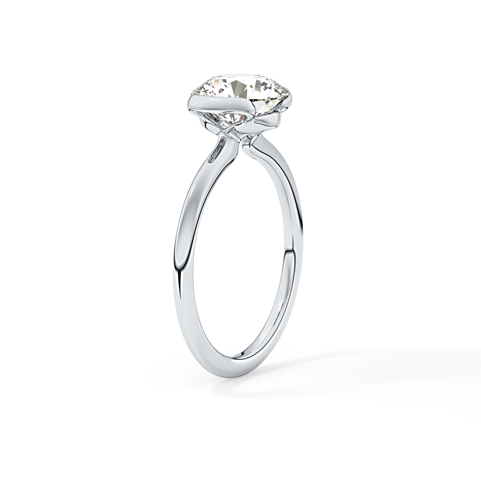 Round Half Bezel Lab Grown Diamond Engagement Ring