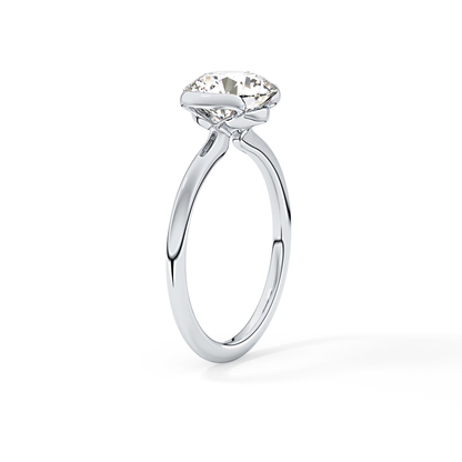 Round Half Bezel Lab Grown Diamond Engagement Ring