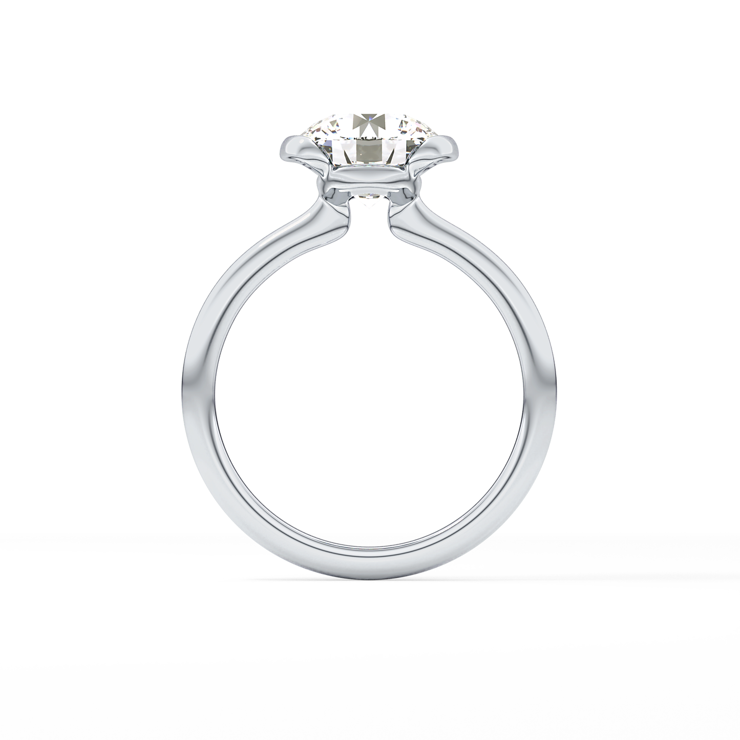 Round Half Bezel Lab Grown Diamond Engagement Ring