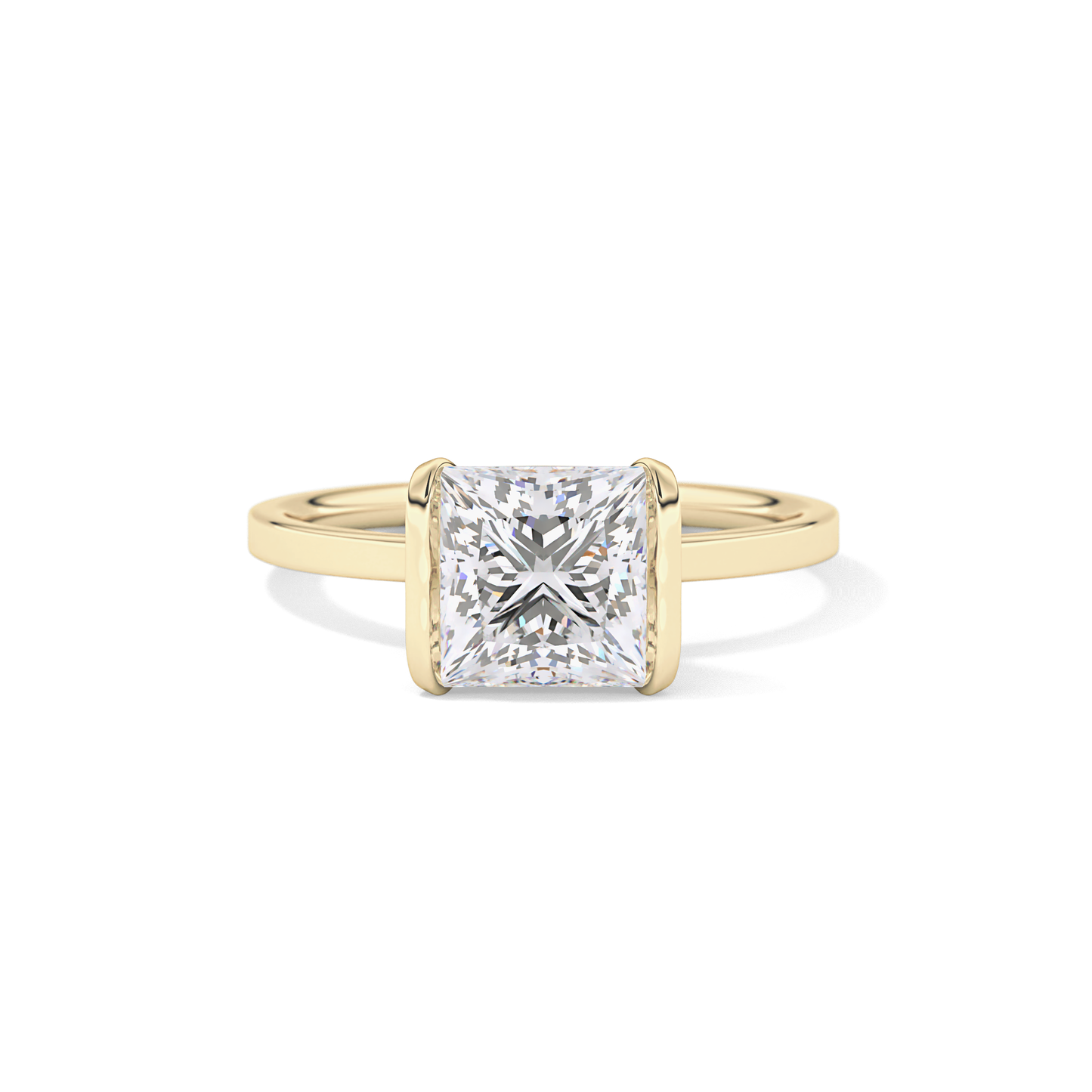 Princess Half Bezel Lab Grown Diamond Engagement Ring