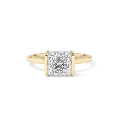 Princess Half Bezel Lab Grown Diamond Engagement Ring