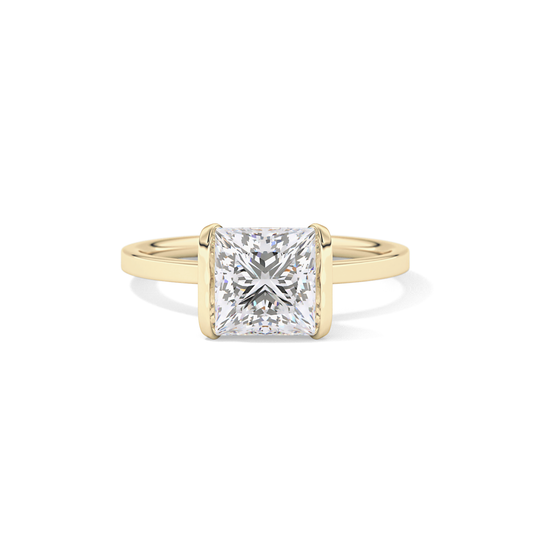 Princess Half Bezel Lab Grown Diamond Engagement Ring