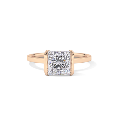 Princess Half Bezel Lab Grown Diamond Engagement Ring