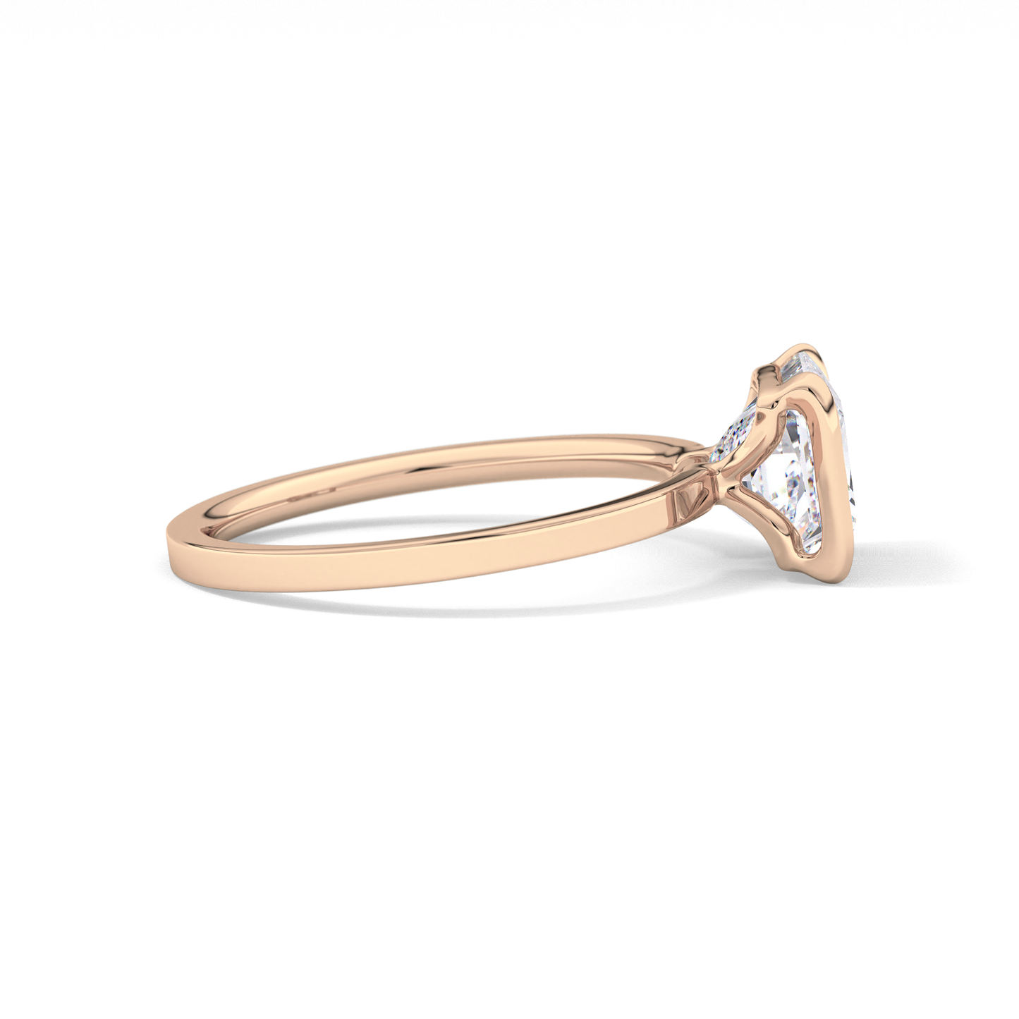 Princess Half Bezel Lab Grown Diamond Engagement Ring