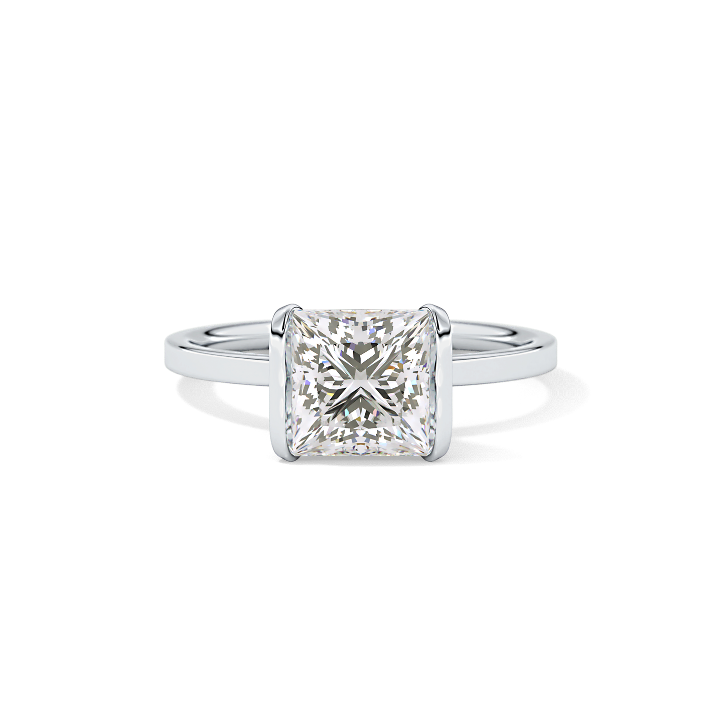 Princess Half Bezel Lab Grown Diamond Engagement Ring