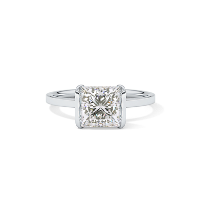 Princess Half Bezel Lab Grown Diamond Engagement Ring