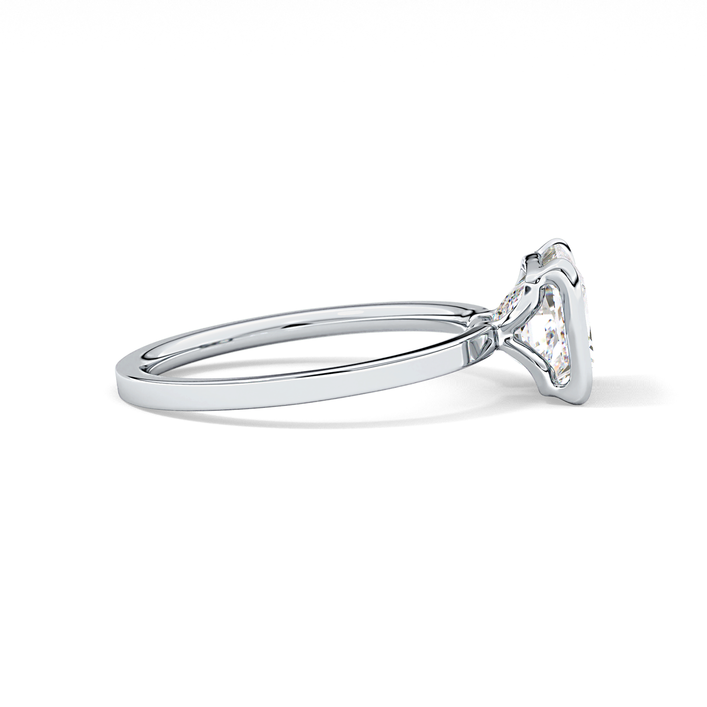 Princess Half Bezel Lab Grown Diamond Engagement Ring