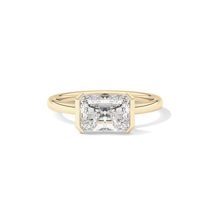 East West Radiant Half Bezel Lab Grown Diamond Engagement Ring