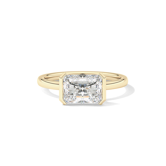East West Radiant Half Bezel Lab Grown Diamond Engagement Ring