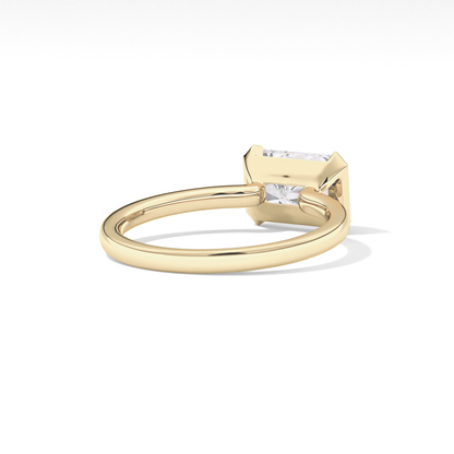 East West Radiant Half Bezel Lab Grown Diamond Engagement Ring