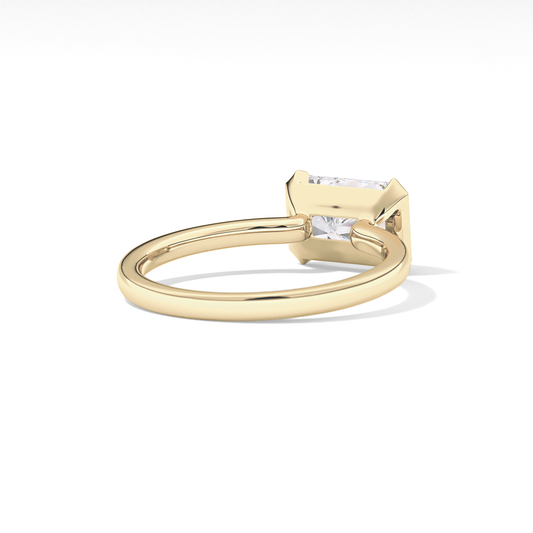 East West Radiant Half Bezel Lab Grown Diamond Engagement Ring