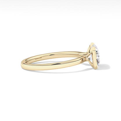 East West Radiant Half Bezel Lab Grown Diamond Engagement Ring