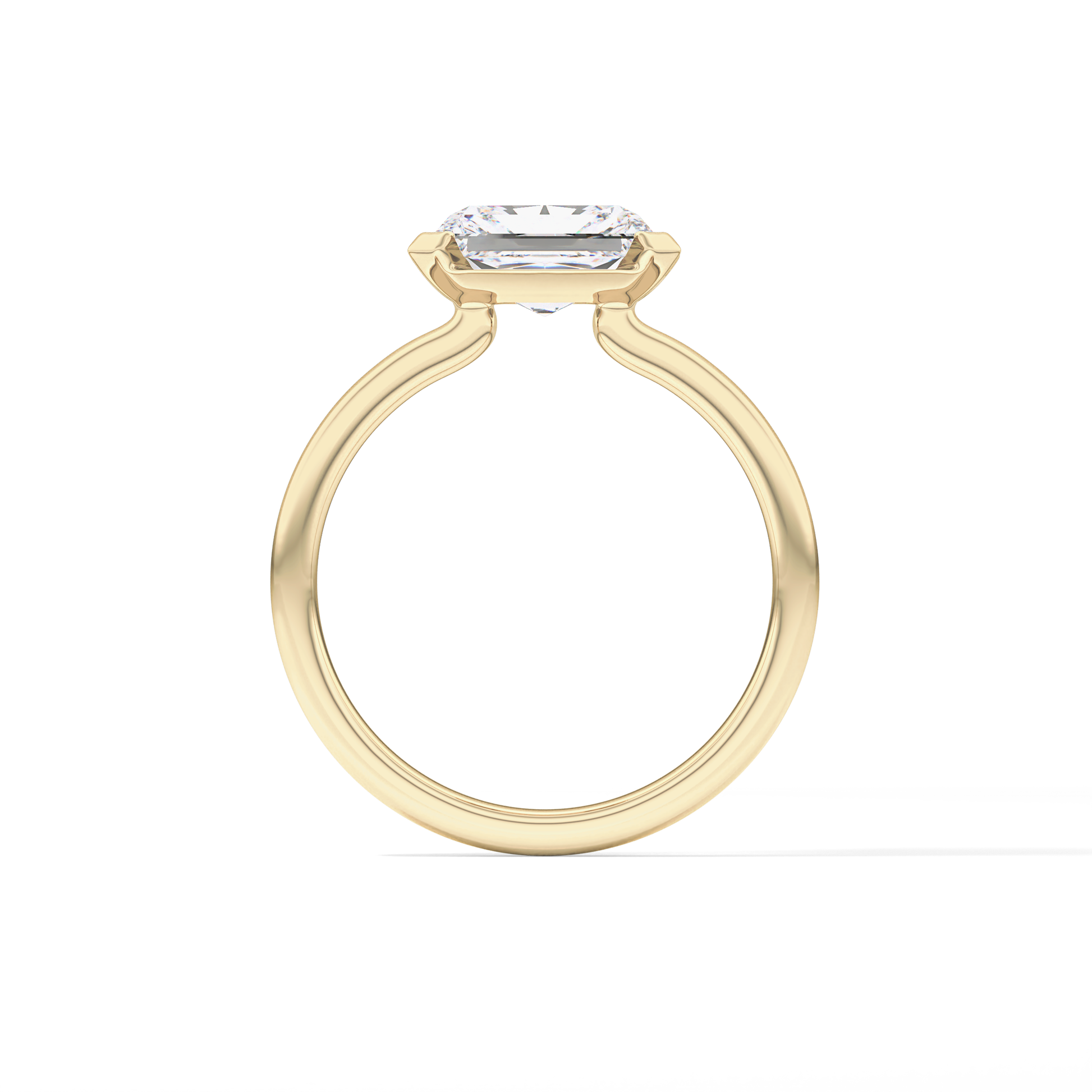 East West Radiant Half Bezel Lab Grown Diamond Engagement Ring