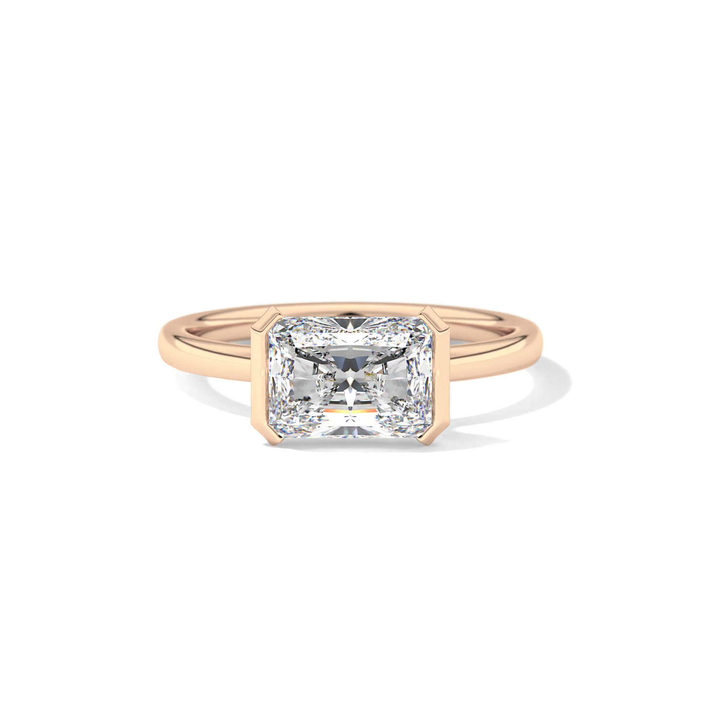 East West Radiant Half Bezel Lab Grown Diamond Engagement Ring