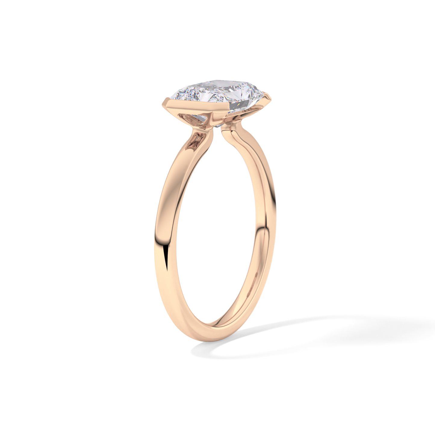 East West Radiant Half Bezel Lab Grown Diamond Engagement Ring