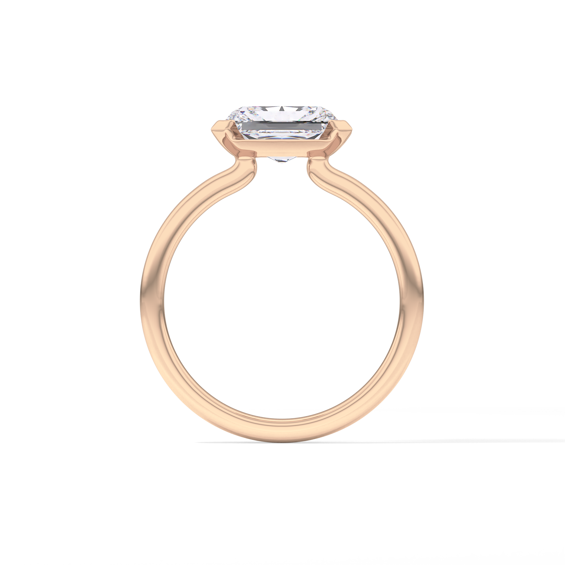 East West Radiant Half Bezel Lab Grown Diamond Engagement Ring